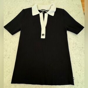 Karl Lagerfeld Black and white short sleeve Knit Polo sweater Size M